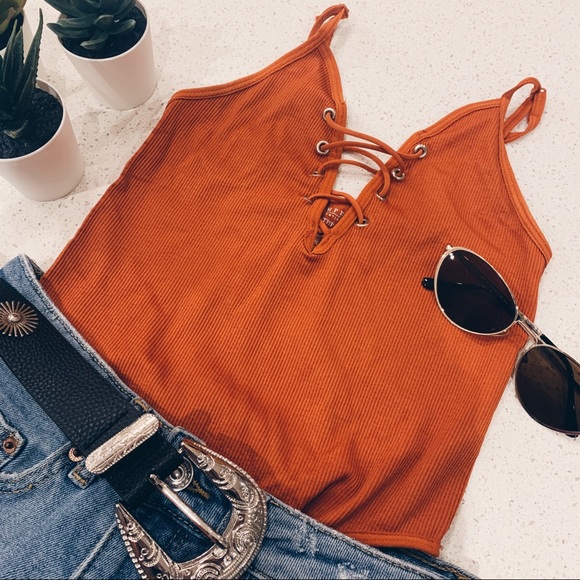 ORANGE BODYSUIT • Lace-up Thong • Size XS/S - Picture 5 of 5